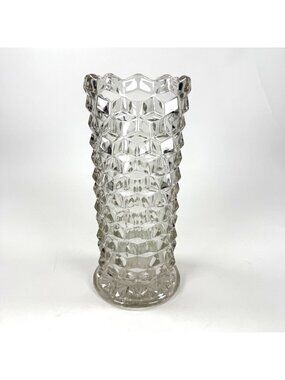Vintage Fostoria 2056 American Clear Pattern Cubist Large 10” Straight Vase
